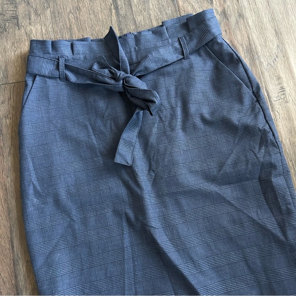 Blue Plaid Pencil Skirt Tie Front Petite 4P - Picture 2 of 5